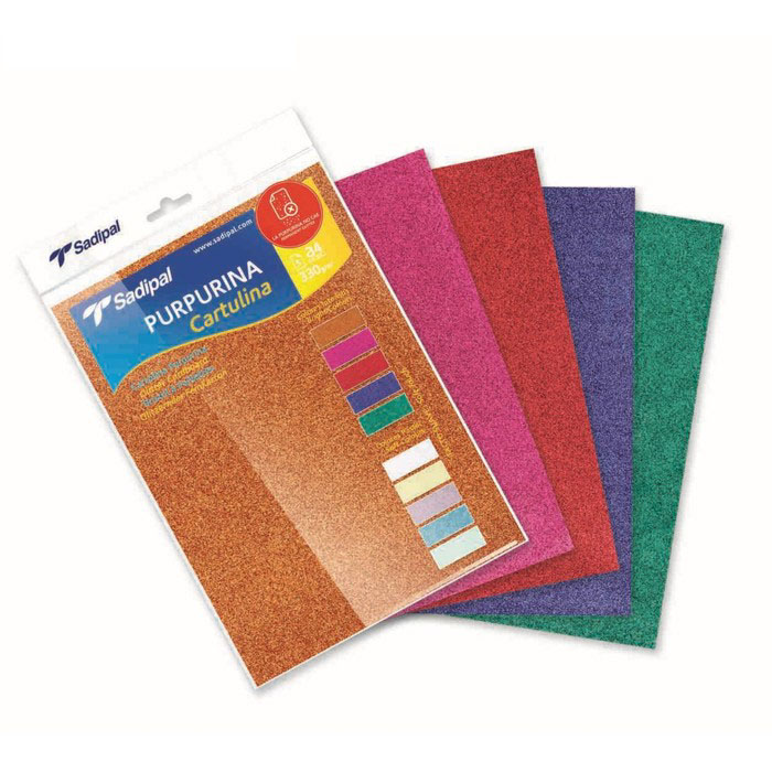 Набор цветной бумаги с блестками SADIPAL Глубокие цвета 21*29,7 см 5 л (красный, синий, зеленый, мед