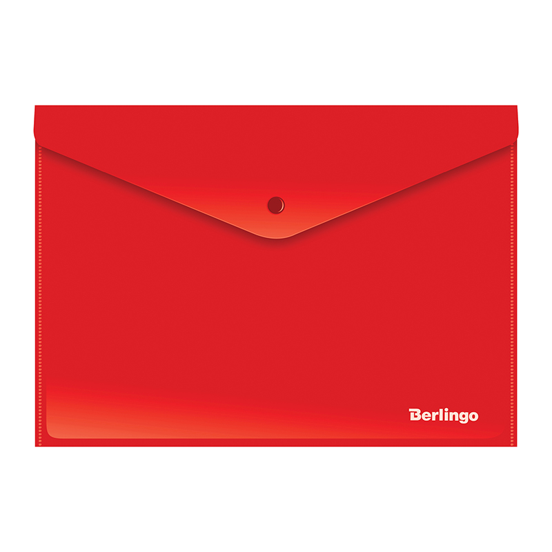 Папка-конверт на кнопке Berlingo А4 180 мкм, непрозрачная, красная