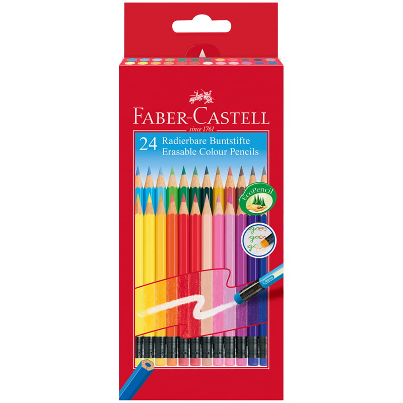 Набор карандашей цветных Faber-castell 24 цв стираемые, в картоне подарочный набор для детей книга зуб мозазавра