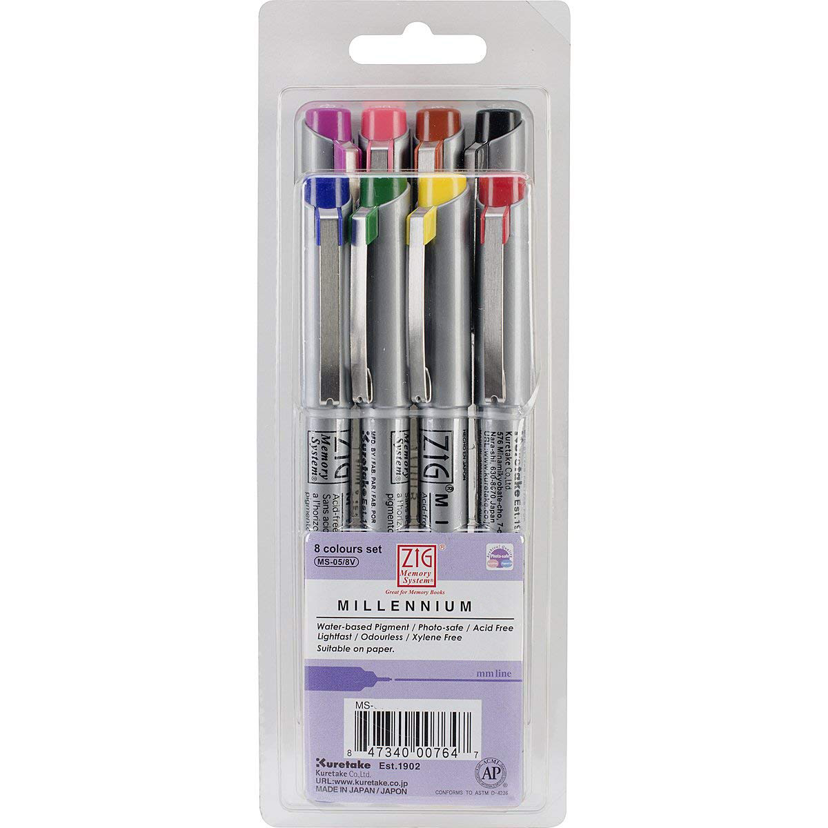 Набор ручек капиллярных ZIG Millennium 8 шт 0,2 мм