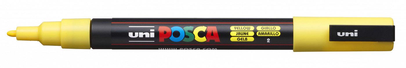 Маркер UNI "POSCA" PC-3M, 0,9-1,3 мм, наконечник пулевидный, №2 цвет желтый