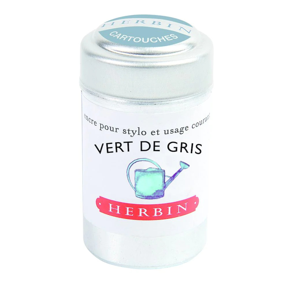 Набор картриджей для перьевой ручки Herbin, Vert de gris Зелено-серый, 6 шт