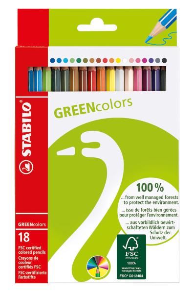 Набор карандашей цветных Stabilo "Green Colors" 18 цв