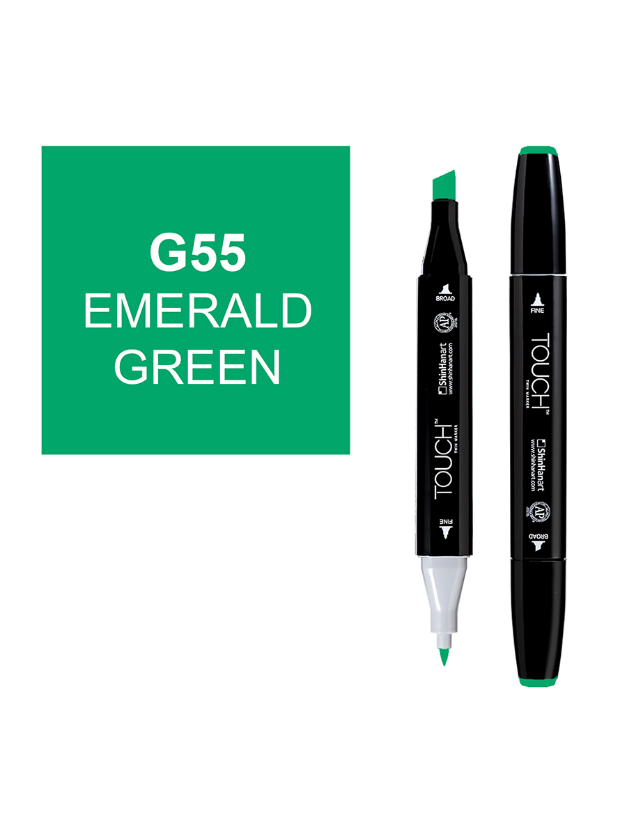 Маркер спиртовой Touch Twin цв. G55 изумрудный зеленый светлый