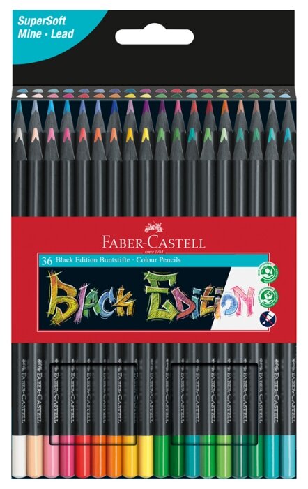 Набор карандашей цветных Faber-castell "Black Edition" 36 шт, черное дерево, в картоне