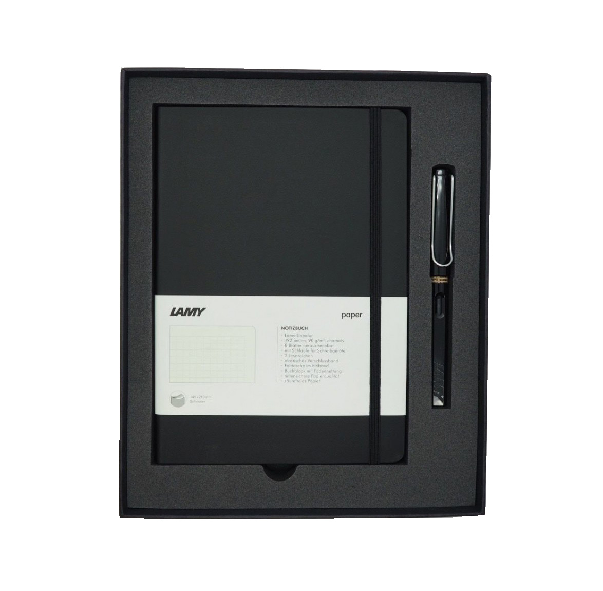 Набор ручка перьевая LAMY Safari, F, Черный+Записная книжка, мягкий переплет, А5, черный