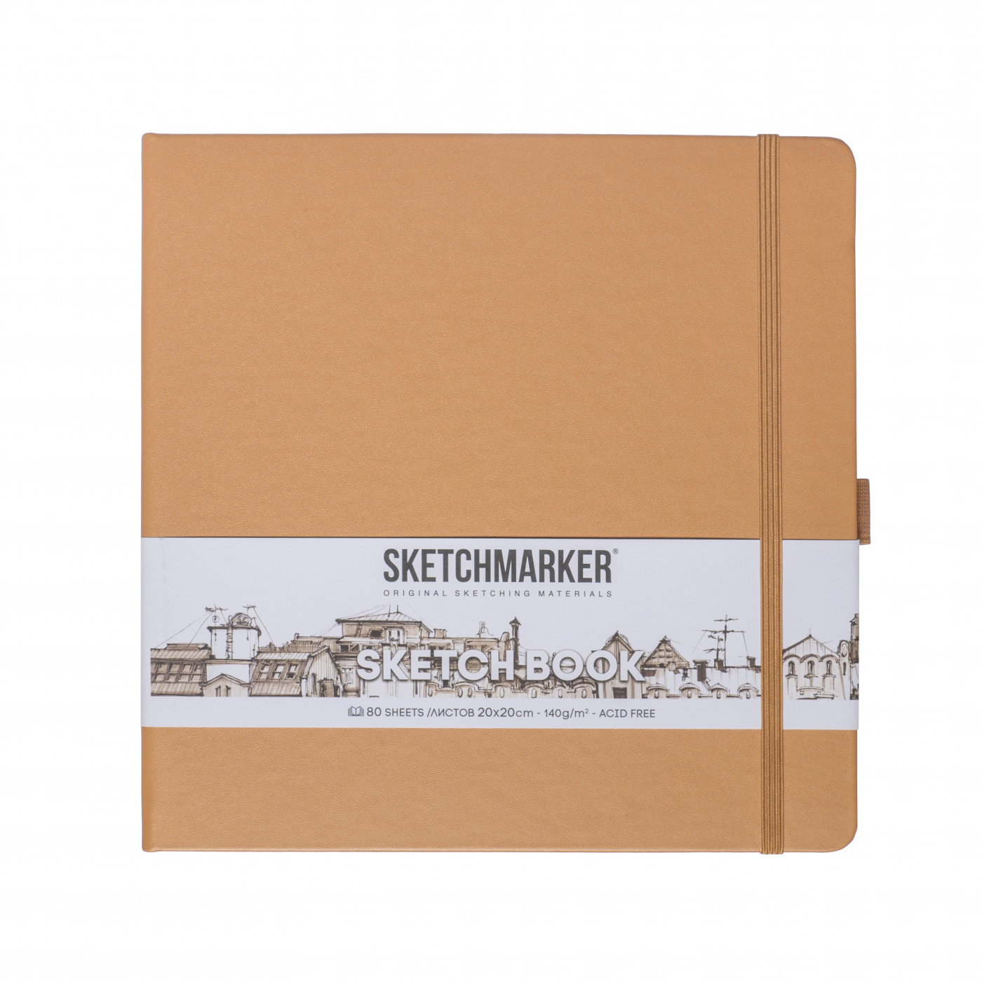 Блокнот для зарисовок Sketchmarker 20*20 cм 80 л 140 г, твердая обложка Капучино книга для записей розовый металлик а5 96 листов