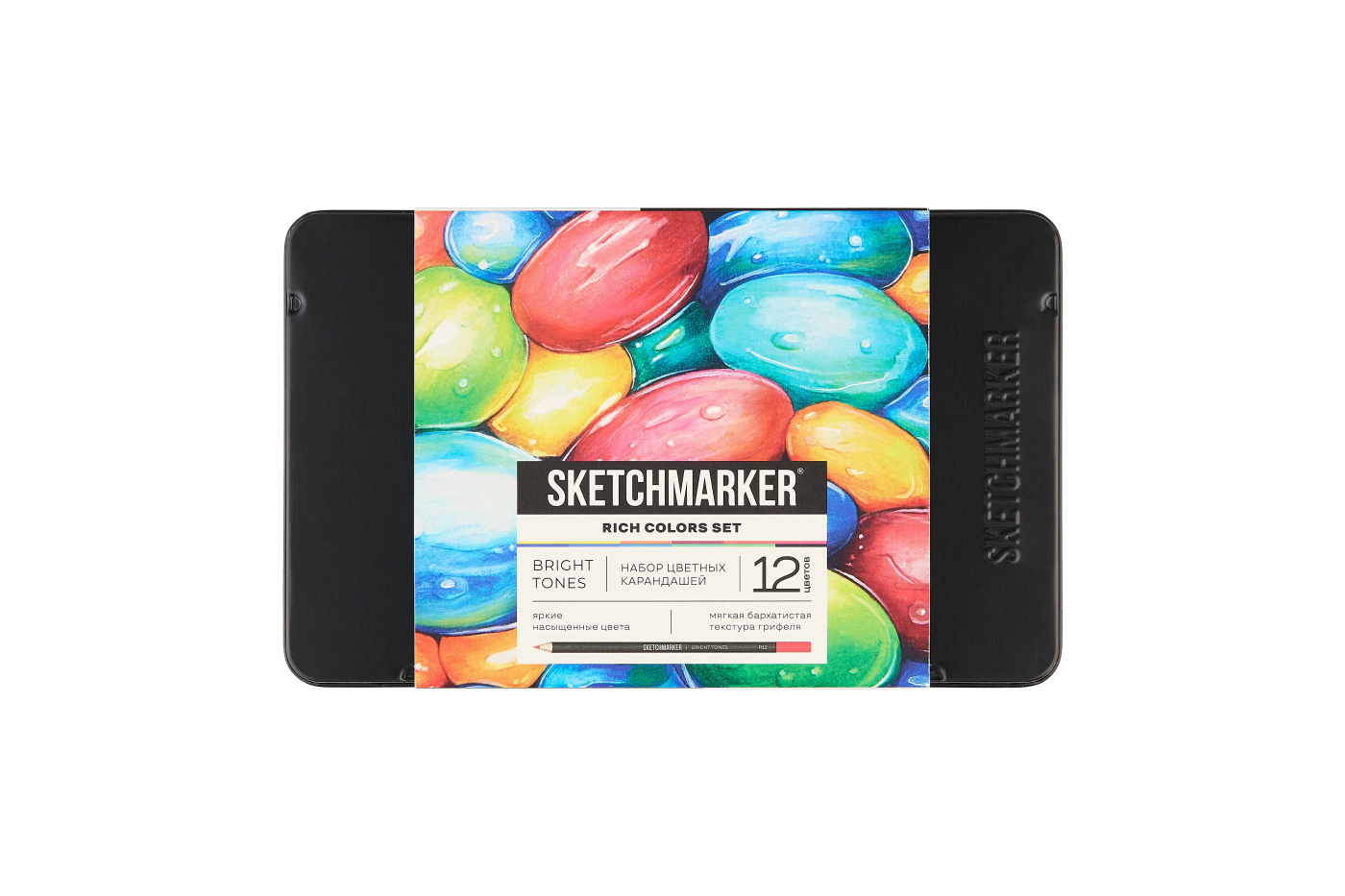 Набор карандашей цветные Sketchmarker Яркие цвета 12 цветов жестяной пенал 578₽
