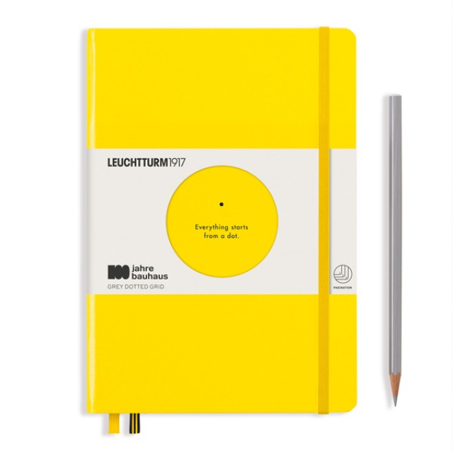 Записная книжка в точку Leuchtturm Bauhaus Edition А5 251 стр., твердая обложка лимонная