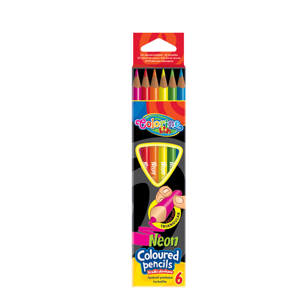 Набор карандашей цветных Colorino 6 цветов, , треугольные, неоновые цв набор карандашей цветных colorino 6 цветов треугольные неоновые цв