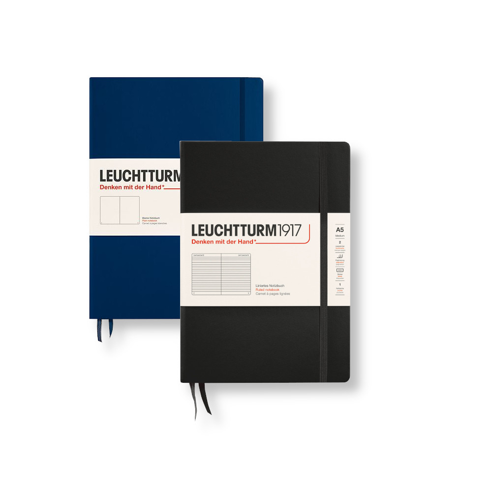 Записная книжка нелинованная Leuchtturm Master A4+ 235 стр., твердая обложка темно-синяя один или много книжка с наклейками