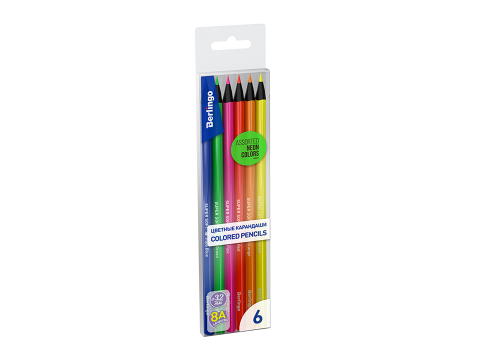 Набор цветных флуоресцентных карандашей Berlingo 