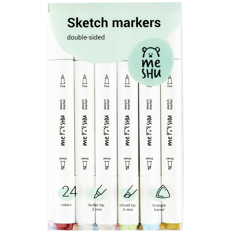 Набор маркеров для скетчинга MESHU 24 цв, пастельные цвета аниме раскраска косплей