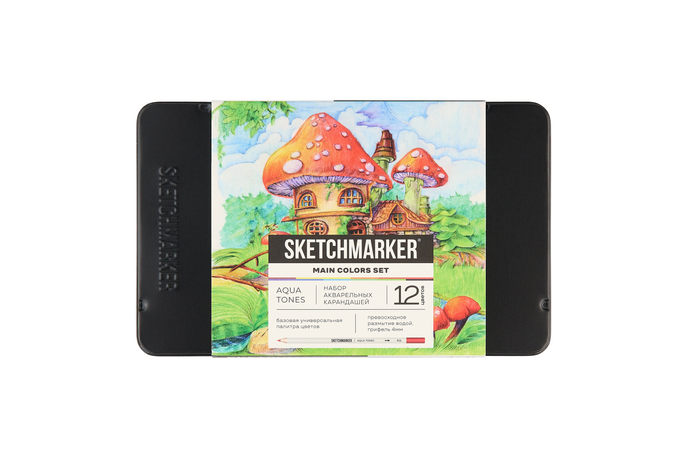 Набор карандашей акварельные Sketchmarker Основные цвета 12 цветов жестяной пенал 610₽
