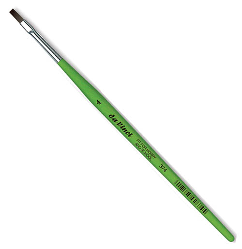 Кисть синтетика №4 плоская Da Vinci 374 короткая ручка нетрадиционные формы занятий с дошкольниками