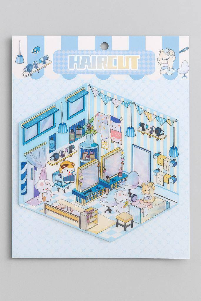 Наклейкипинцет для творчества румбокс Парикмахерская голубые 16x20 см 110₽