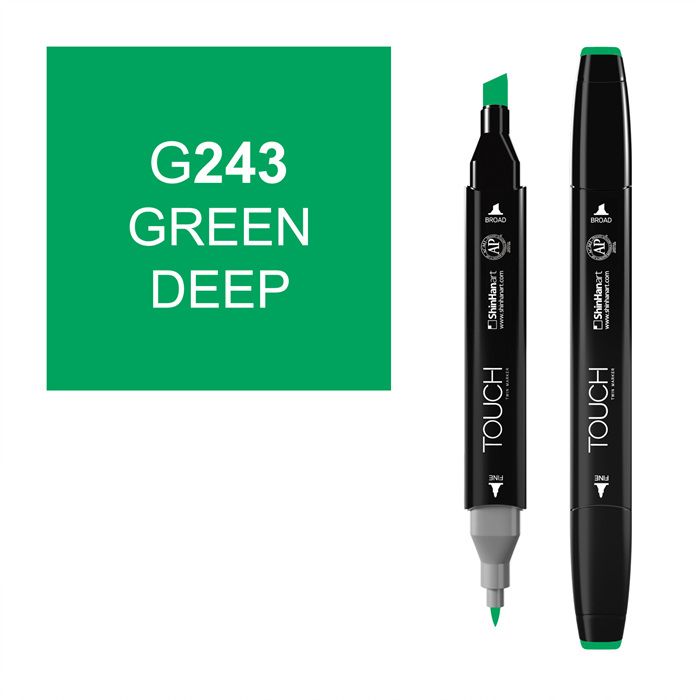 Маркер спиртовой Touch Twin цв. G243 глубокий зелёный маркеры для скетчинга 48цв terra colora двусторонние на спиртовой основе пулевидный клиновидный наконечники тканев чехол hatber