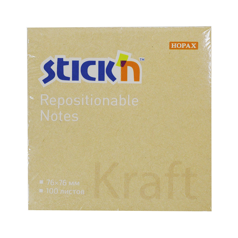 Блок самоклеящийся, бумажный Hopax 76х76 мм 100 л 62 г Kraft Notes