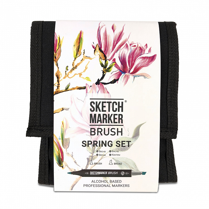Набор маркеров Sketchmarker Brush 12 Spring Set- Весна (12 маркеров+сумка органайзер) органайзер sketchmarker пластиковый 96 маркеров