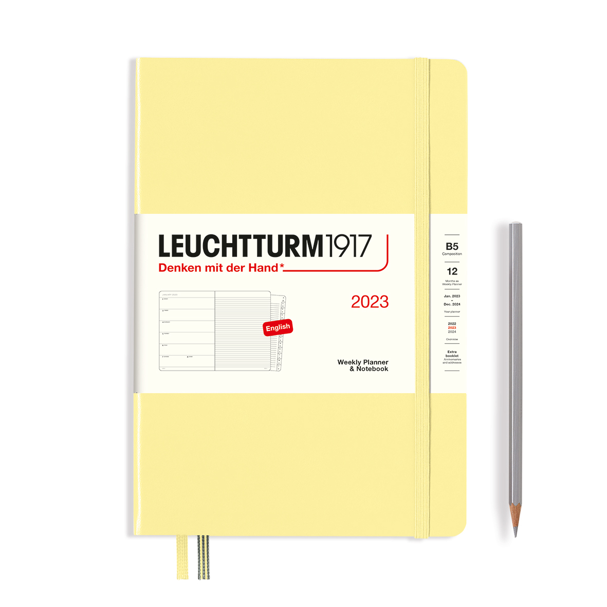 Еженедельник-блокнот датированный Leuchtturm1917 Composition B5 на 2023г, дни без расписания, 72л, т послания луны метафорические карты