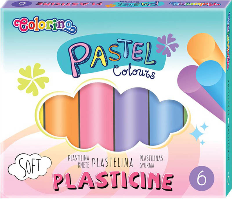 Набор пластилина Colorino 6 пастельных цветов набор карандашей цветных cretacolor megacolor 36 цветов в металлической коробке