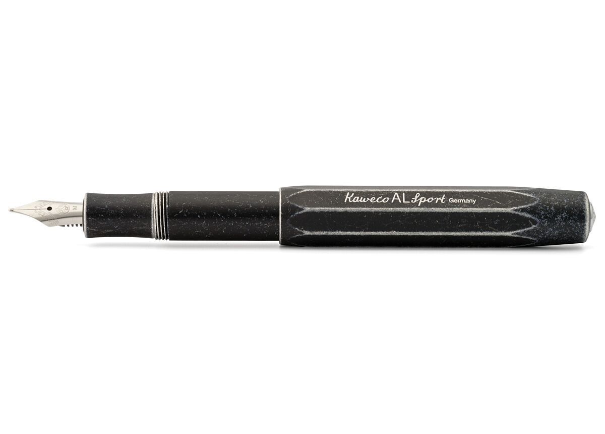 Ручка перьевая Kaweco AL Sport Stonewashed EF 0,5 мм, чернила синие, корпус черный KW10000739 - фото 1