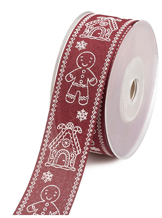 Лента тканная матерчатая - новый год 4 см*1 м
