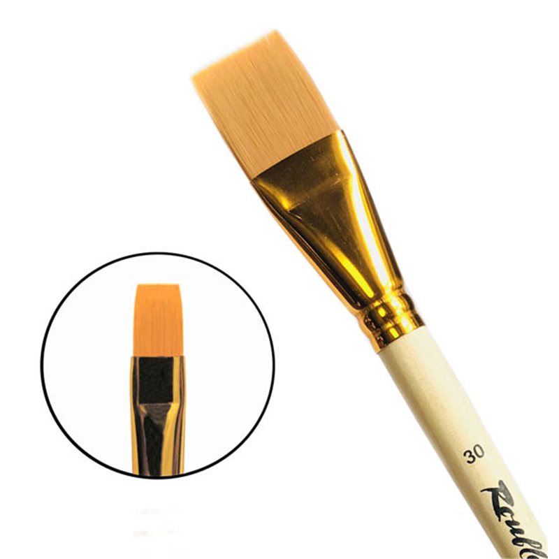 Кисть синтетика №30 плоская Roubloff "1322" длинная ручка п/лак