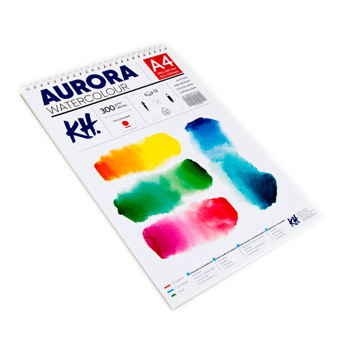 Альбом для акварели на спирали Aurora Hot А4 12 л 300 г 100% целлюлоза бумага для акварели aurora 54х78 см 300 г горячего пресования