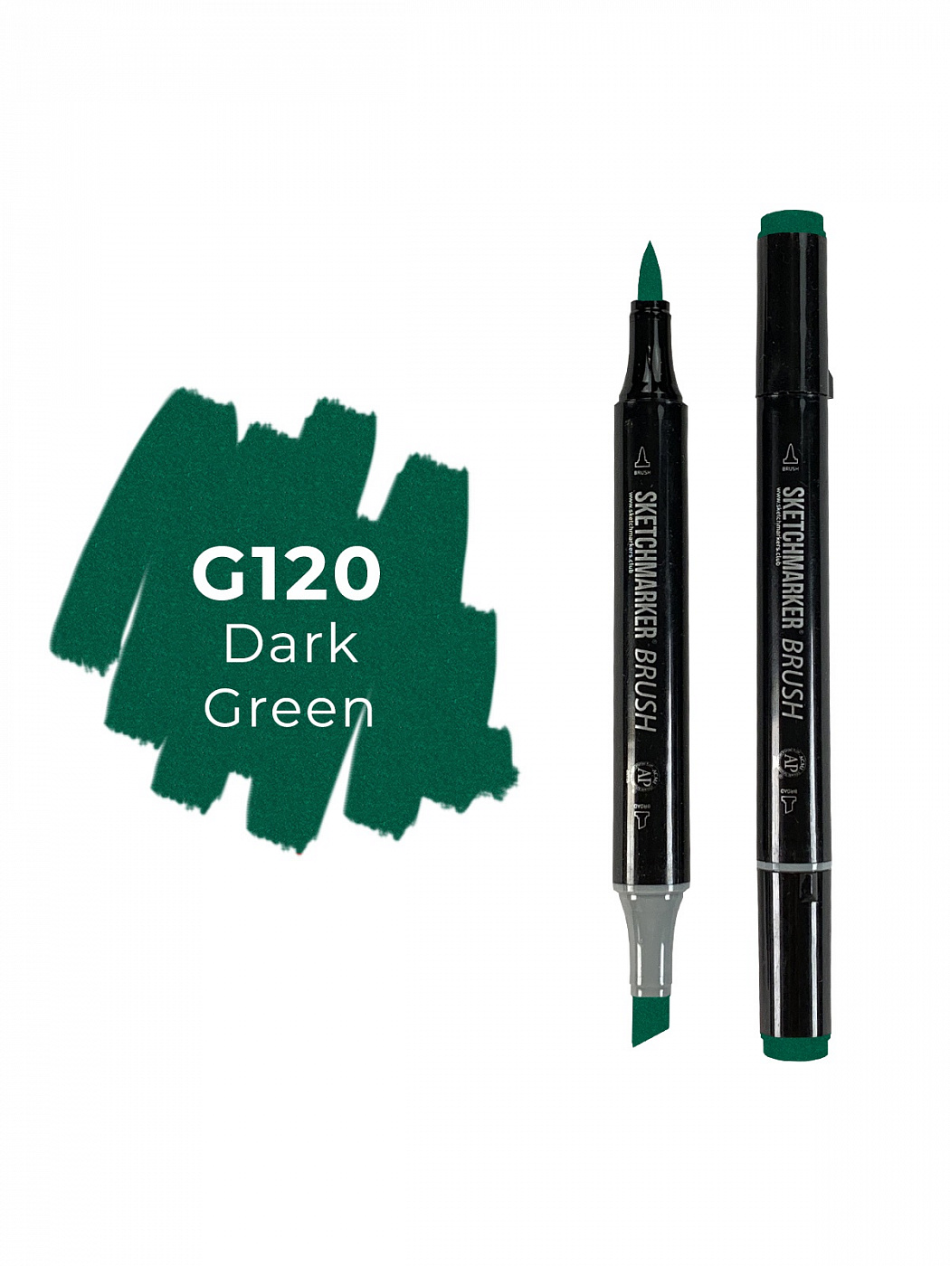 Маркер двухсторонний на спиртовой основе Sketchmarker Brush Цвет Темный зеленый маркер спиртовой сонет twin brush тусклый зеленый
