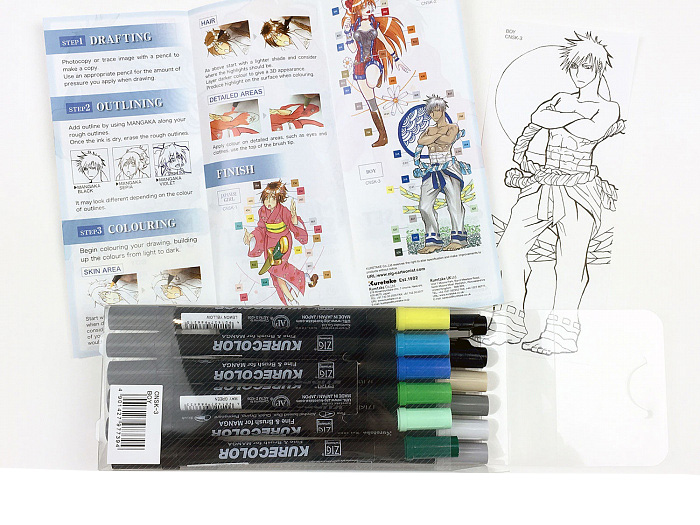Набор маркеров ZIG Kurecolor Manga Cartoonist Piece Starter Set 3 Boy 10 шт+ 2 ручки ZIG-CNSK-3 - фото 3