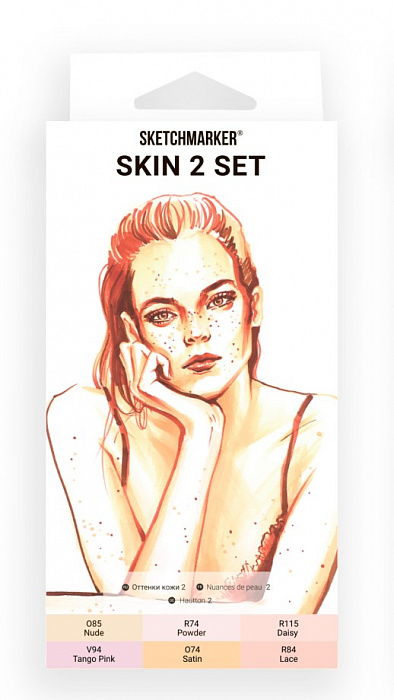 Набор маркеров Sketchmarker Skin set 6 шт в картонной упаковке курс рисунка для начинающих ч б