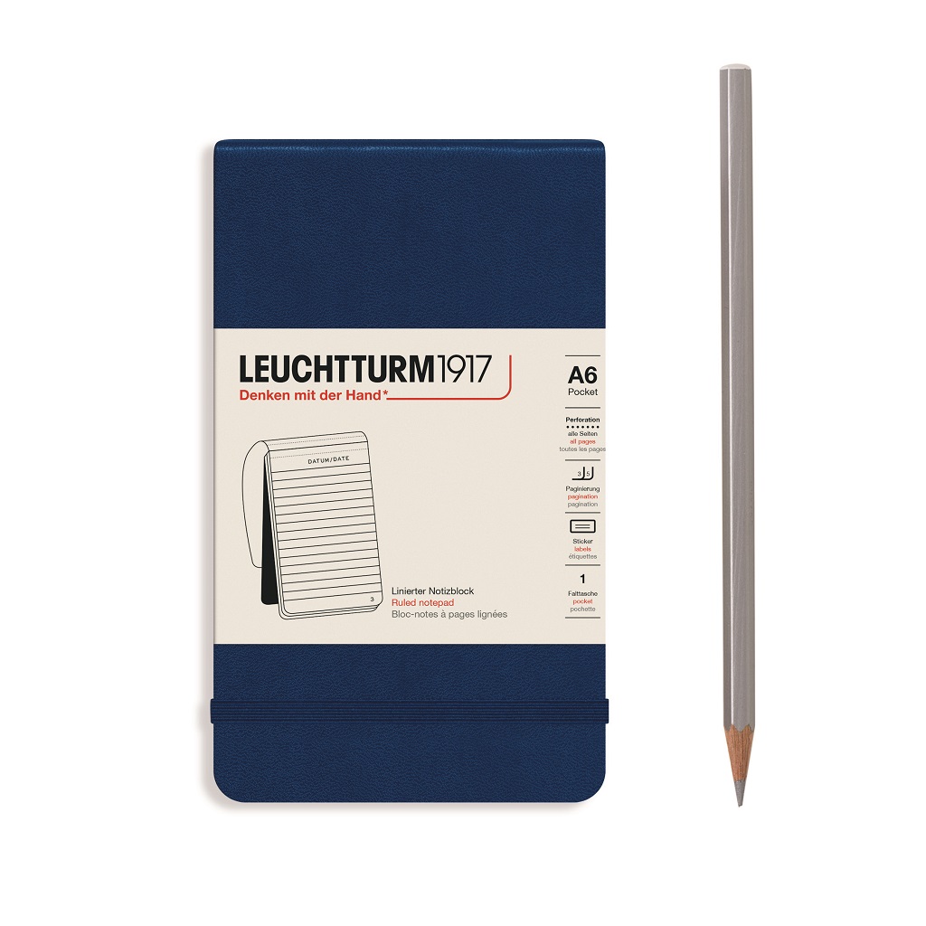 Блокнот в линейку Leuchtturm Reporter Notepad Pocket 188 стр., твердая обложка темно-синий Lecht-364410 - фото 1