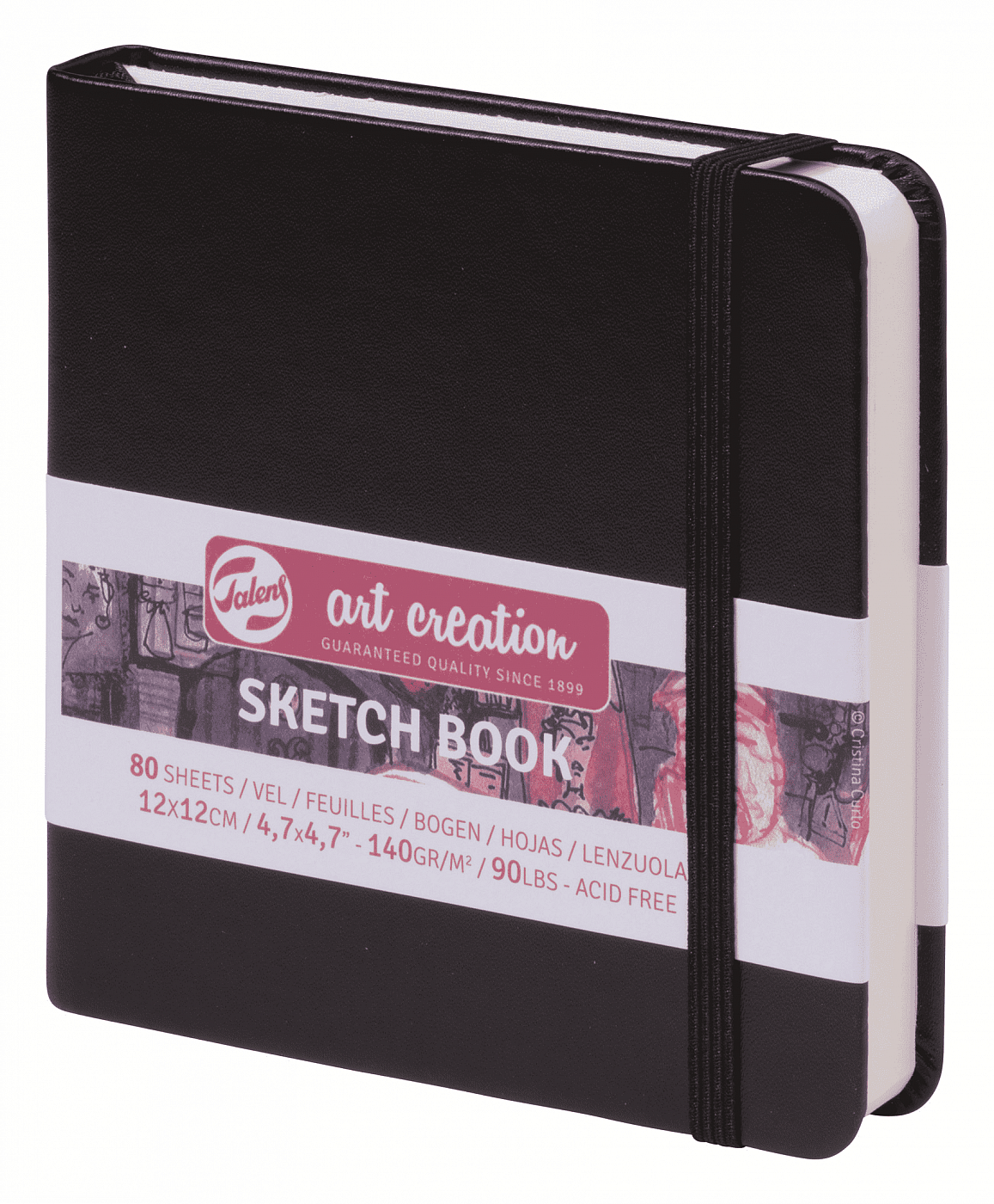 Блокнот для зарисовок Art Creation 12х12 см 80 л 140 г, твердая обложка, черный книга для записей розовый металлик а5 96 листов