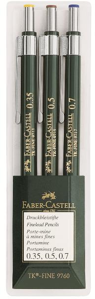 Набор карандашей механических Faber-Castell "TK-FINE" (0,35/0,5/0,7) в пластмассовом пенале