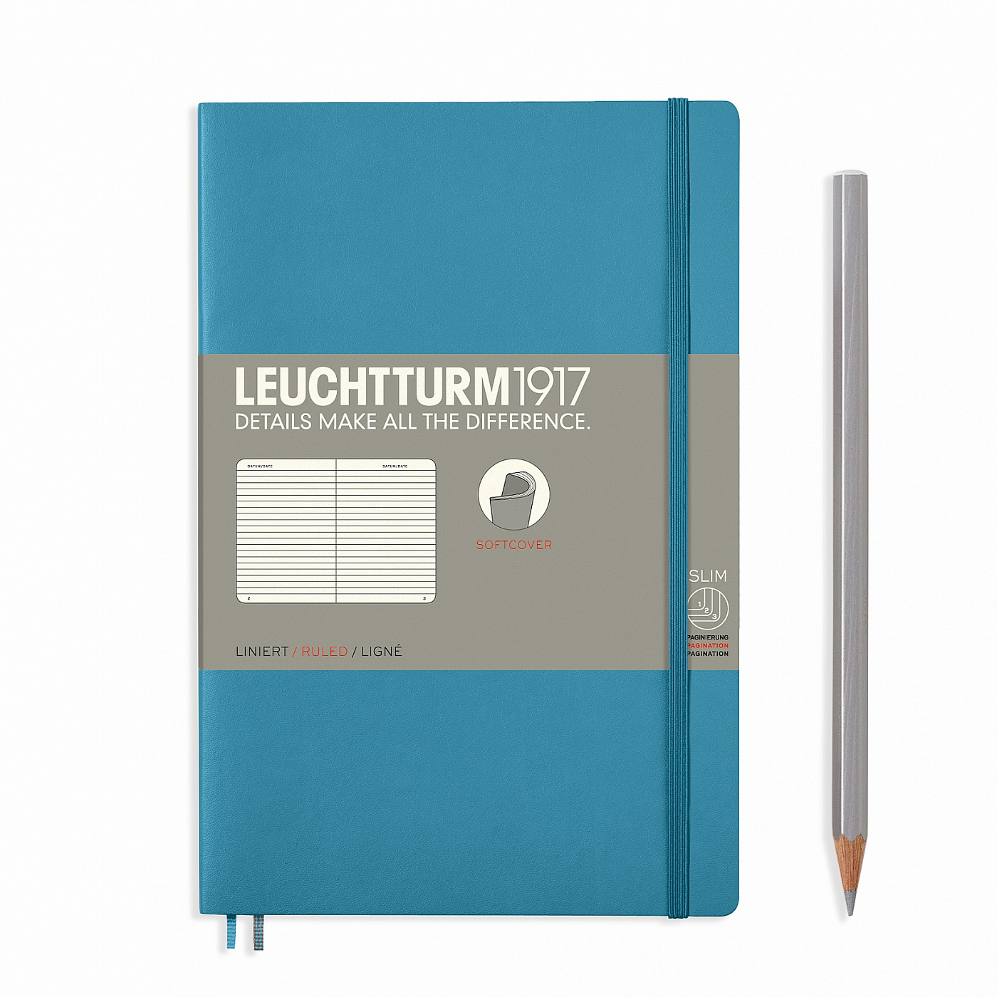 Записная книжка в линейку Leuchtturm Paperback В6+ 123 стр., мягкая обложка нордический синий Lecht-358314 - фото 1