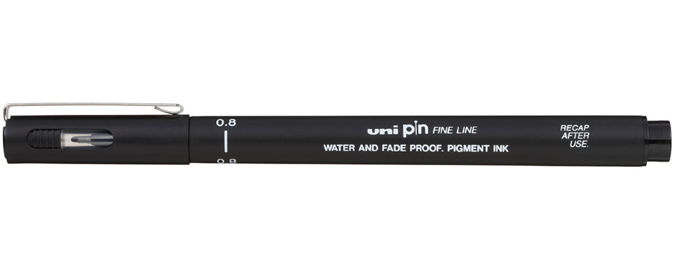 Линер UNI PIN08-200 (S) 0,8 мм, черный