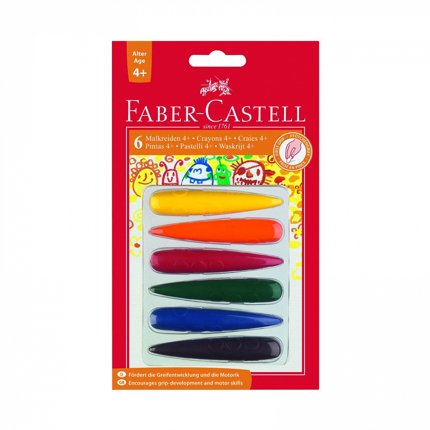 Набор мелков восковых для дошкольного возраста Faber-castell 6 цв, в блистере