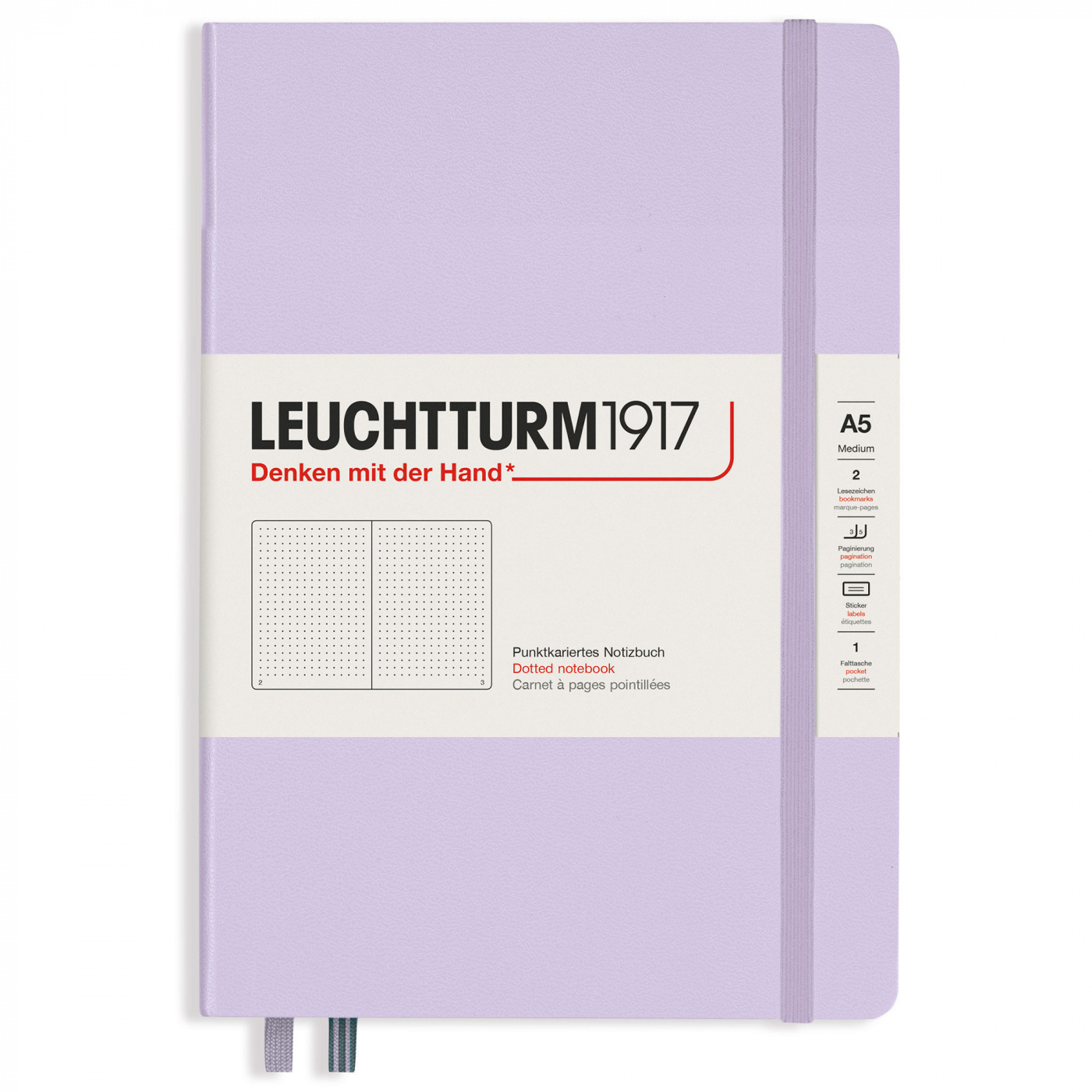 Записная книжка в точку Leuchtturm A5 251 стр., твёрдая обложка, сиреневый