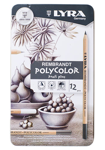 Набор карандашей цветных Lyra "Rembrandt Polycolor" 12 цв серых тонов в метал. коробке