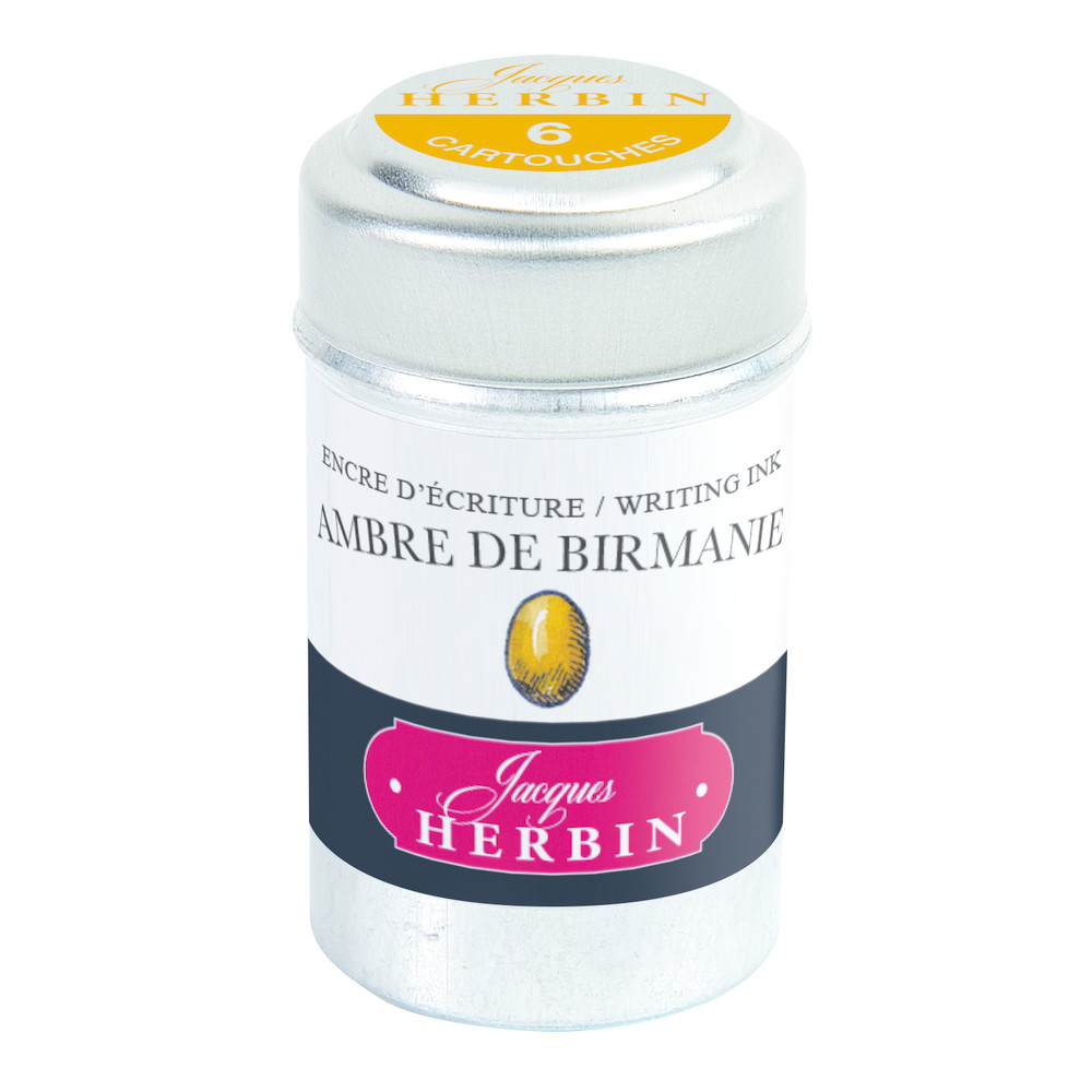 Набор картриджей для перьевой ручки Herbin, Ambre de Birmanie Желто-коричневый, 6 шт