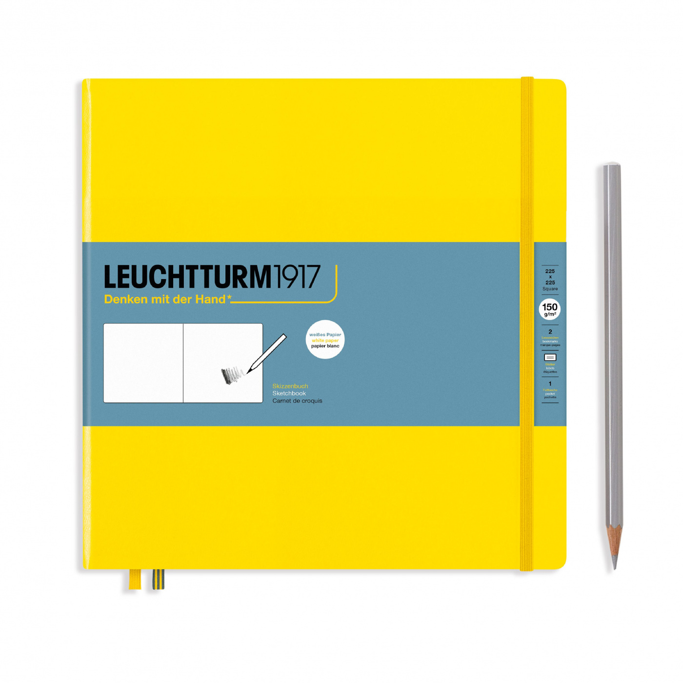 Скетчбук Leuchtturm Square 225х224 мм 112 стр., 150 г, твердая обложка лимонный