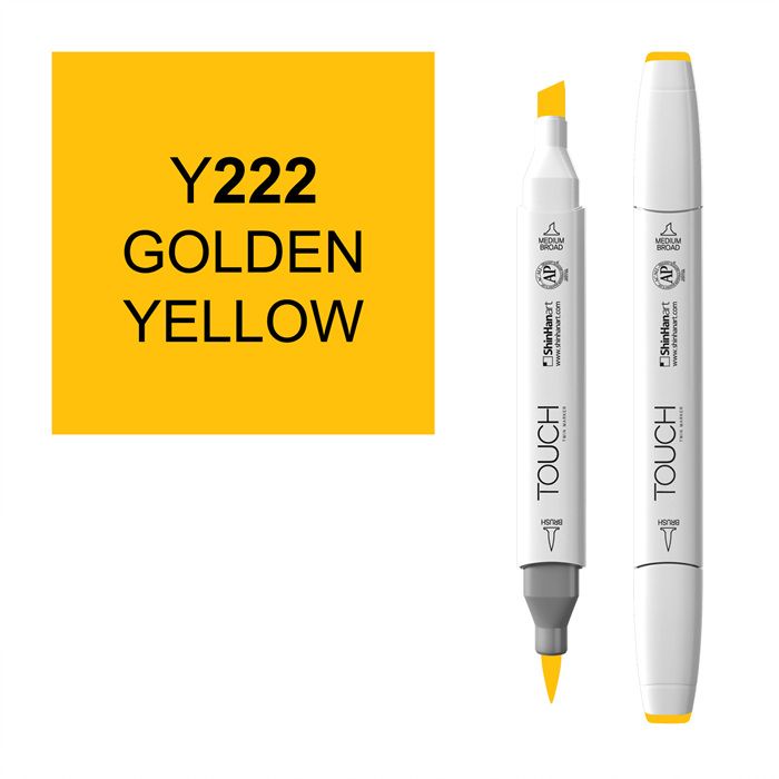 Маркер спиртовой BRUSH Touch Twin цв. Y222 золотистый жёлтый маркер текстовыделитель luxor pasteliter 5 0 мм пастельный жёлтый