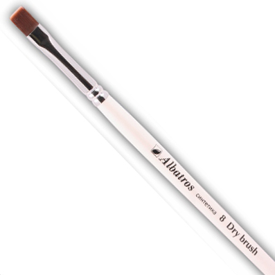 Кисть синтетика №8 плоская Альбатрос "Dry brush" бронза, короткая ручка