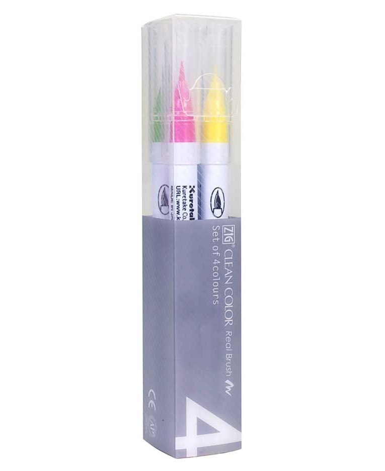 Набор маркеров Clean Color Real Brush - Pale colours 4 шт (Цвета:025, 031, 041, 051) ZIG-RB-6000AT/4VB ZIG-RB-6000AT/4VB - фото 1