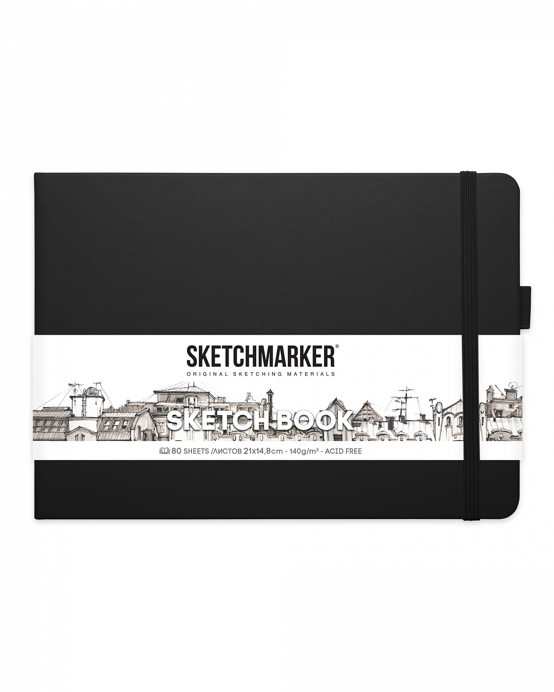 Блокнот для зарисовок Sketchmarker 21х14,8 см 80 л 140 г, твердая обложка Черный пейзаж еженедельник а5 86 листов будущее начинается сейчас в твердой обложке с тиснением