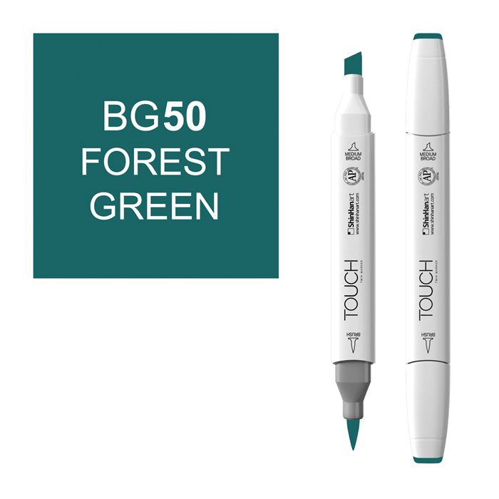 Маркер спиртовой BRUSH Touch Twin цв. BG50 зеленый лес маркер спиртовой touch twin цв p146 мрачный лиловый