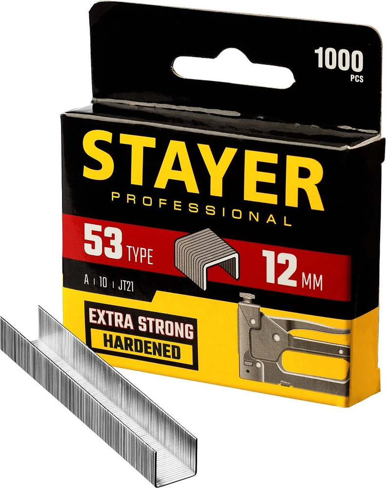 Скобы Stayer узкие тип 53 12 мм 1000 шт скобы stayer profi закаленные тип 140 6 мм 1000 шт