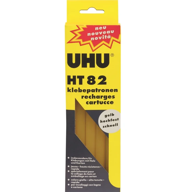 Патроны клеевые для высt пистолета UHU Hot Melt HT210 d-11 мм 200 г НТ82 желтый 1309₽