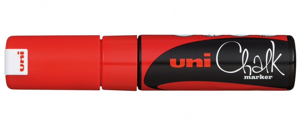 Маркер меловой Uni PWE-8K, 8 мм, клиновидный, красный